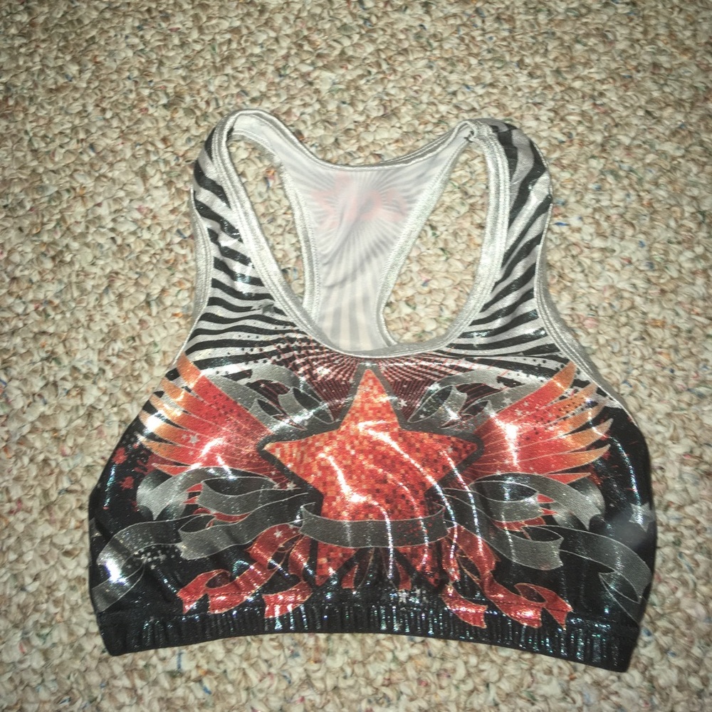 Metallic cheer sports bra